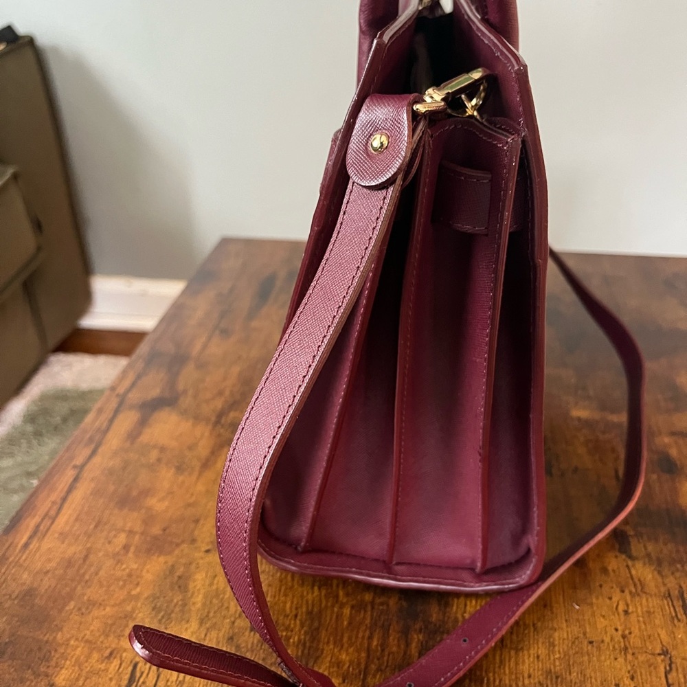 Vera pelle Italy handmade burgundy leather handbag - Picture 5 of 12